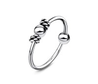 Designed Knit Silver Ball Nose Ring NSKR-57